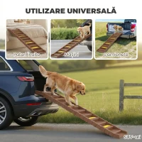 PawHut Rampă Pliabilă Antiderapantă pentru Câini, pentru Mașini, Maro(m-7)