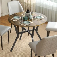 HOMCOM Dining Table, Round Kitchen Table with Black Legs, Anti-slip Foot Pads for Living Room, Dining Room 90 x 76 cm, Rustic Brown(m-10)
