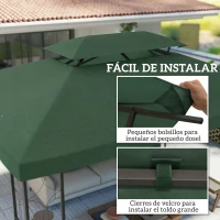 Outsunny Toldo de Recambio 4x3 m con Techo Doble Orificios de Drenaje y Protección UV Solo Toldo NO Incluye Marco Verde(m-5)