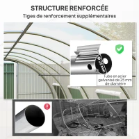 Outsunny Serre tunnel de jardin 18m², serre de jardin tunnel avec portes et 8 fenêtres, bâche PE 140g/m² 600 x 300 x 200 cm blanc(m-5)