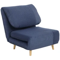 HOMCOM 2-in-1 Schlafsessel Gästebett, verstellbare  Kopfstütze Cord-Optik 82 cm x 87 cm x 89 cm Blau(m-12)