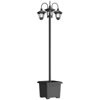 Outsunny Solar Lamp Post with Dusk-to-Dawn Sensor Street Light with 3-Head Planter 185 cm Black