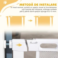PawHut Poartă Reglabilă pentru Câini cu Închidere Automată, din Oțel și ABS, 75-82x76 cm, Albă(m-8)