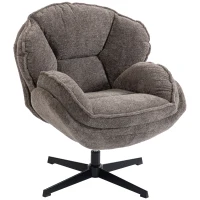 HOMCOM Moderner Wingback-Sessel, Samt-Armlehnsessel mit Vier-Sterne-Basis, S-Federn, 360° Drehfunktion, Grau(m-11)