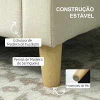 HOMCOM Sofá de 2 Lugares Estofado em Linho Sintético com Espaço de Armazenamento 2 Almofadas e Pés de Madeira 135x71x84 cm Bege(m-7)