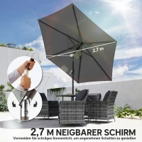 Outsunny Sonnenschirm 270 cm knickbar Balkonschirm mit Kurbel UV 50+ Gartenschirm Dunkelgrau(m-4)