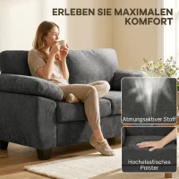 HOMCOM 2-Sitzer-Sofa, 156 cm Chenille-Sofa mit dicken Federkernpolstern, breiten gepolsterten Armlehnen, 300 kg Tragkraft, Dunkelgrau(m-4)