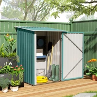 Outsunny 3.3 x 3.4ft Lean To Steel Garden Shed, with Locking Door - Green(m-11)