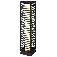 Outsunny Lanterne Solaire Extérieure en résine tressée lampadaire sans fil rechargeable capteur de lumière 16 x 16 x 68 cm noir(m-12)