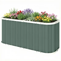 Outsunny Hochbeet Metall 136 x 53 x 61 cm Tief Gartenbeet mit Schutzkanten Pflanzenetiketten Handschuhe Offenem Boden(m-11)