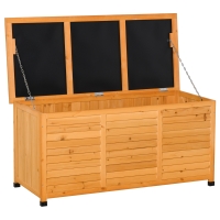 Outsunny Baule da Esterno in Legno di Abete Impermeabile con Base Rialzata, 127x56x60 cm, Giallo Scuro