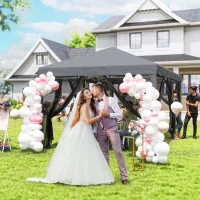 Outsunny 6 x 3m Pop Up Gazebo - Outdoor Canopy Shelter, Marquee Party Wedding Tent with 6 Mesh Walls and Carry Bag, Grey(m-8)