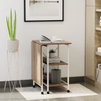HOMCOM Mesa Dobrável Escrivaninha Mesa Lateral Mesa de Escritório Mesa Móvel para Computador com Rodas MDF 107x55x76 cm Natural(m-6)
