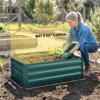 Outsunny Set of Two 100 x 60cm Steel Planter Boxes -Green(m-3)