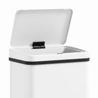 HOMCOM 40L Sensor Bin with Soft-Close Lid, Stainless Steel Automatic Touchless Motion Sensor Kitchen Bin, White(m-10)