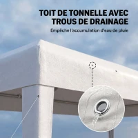 Outsunny Tonnelle de jardin, tente de réception avec Fenêtres et parois latérales amovibles, pour fêtes et mariages, 6 x 3 m blanc(m-6)