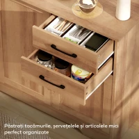 HOMCOM Dulap de Bucătărie cu 2 Sertare și 3 Dulapuri, Rafturi Ajustabile, 120x38x79 cm, Stejar(m-5)
