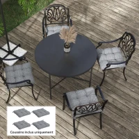 Outsunny Lot de 4 coussins de chaise de jardin, Coussins extérieur capitonné, dim. 48L x 48l cm Gris(m-10)