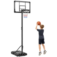 SPORTNOW Coș de Baschet Reglabil pe 6 Înălțimi cu Bază Reîncărcabilă și Roți, din PE, Oțel și Poliester, Negru(m-11)