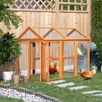 PawHut Large Chicken Run, Wooden Chicken coop, with Combinable Design - Wood Effect(m-2)