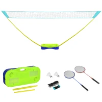 Portable Badminton Net Set w/ Volleyball Net, Rackets, Shuttlecocks(m-11)