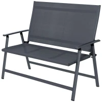 Outsunny Sedia Pieghevole a 2 Posti con Seduta Traspirante, in Acciaio e Tessuto a Rete, 118x65x96 cm, Grigio(m-11)