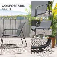 Outsunny Set de Grădină 4 Piese cu Măsuță de Cafea, Bancă pentru 2 Persoane și 2 Scaune, din Metal și Textilină Gri Deschis(m-6)