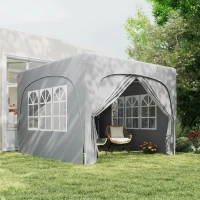 Outsunny Foișor de Grădină 3x3 m Pliabil cu Înălțime Reglabilă, Protecție UPF50+ și Geantă, Gri Deschis(m-8)
