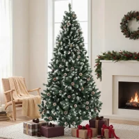 HOMCOM Árbol de Navidad 210cm con 998 Ramas Nevadas y Piñas Apertura Automática y Base Plegable, Verde(m-6)