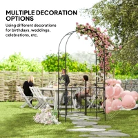 Outsunny 2.17m Steel Garden Arch with Gate, Wedding Arch for Outdoor, Garden, 107W x 45D x 217H cm Black(m-7)