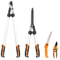 Outsunny Set da Giardinaggio 4 Pezzi con Cesoie, Troncarami, Forbici da Potatura e Seghetto Pieghevole(m-1)