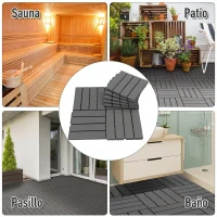 Outsunny Set de 9 Baldosas Cuadradas de 30x30 cm con Área de 0,81 m² Losetas Sistema de Clic para Balcón Terraza Jardín Gris(m-7)