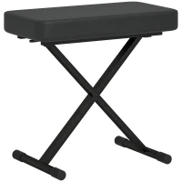 HOMCOM Scaun pentru Pian Pliabil și Reglabil pe 4 Înălțimi, din Piele PU, Spumă și Metal, 60x32x53-63 cm, Negru(m-1)
