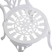 Outsunny Set de Grădină 3 Piese din Aluminiu cu 2 Scaune 42,5x47,5x89 cm și Masă Rotundă Ø60x67 cm, Alb(m-9)