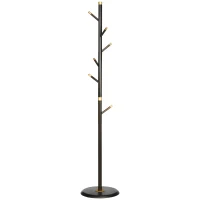 HOMCOM Garderobenständer, Kleiderständer, 6 Haken, Walnuss(m-1)