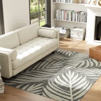 HOMCOM UV Resistant Indoor & Outdoor Area Rug, Easy-Cleaning Machine Washable Rug for Patio, Garden, Kitchen, Bathroom or Living Room, 230 x 160 cm, Grey(m-10)