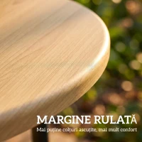 Outsunny Masă de Grădină din Metal cu Efect de Lemn, Ø48x51 cm(m-4)
