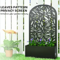Outsunny Metal Garden Bed for Garden with Trellis, Wall Mounted or Freestanding Raised Planter with Curved Privacy Screen(m-6)