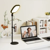 HOMCOM Lampă de Birou LED cu Suport pentru Telefon, 5 Culori și 10 Niveluri de Luminozitate, Negru(m-10)