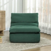 HOMCOM Scaun de podea modern și tapițat din material textil cu efect de catifea verde și spumă, 82x103x75 cm(m-9)