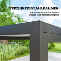 Outsunny Gartenmöbel Set Sitzgruppe 150 x 80cm Tisch mit 6 Atmungsaktiven Stühlen Holzoptik Stahlrahmen Schwarz(m-7)
