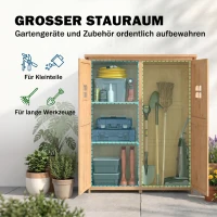 Outsunny Gartenschrank Holz Geräteschuppen Gerätehaus Geräteschrank Pultdach Garten Natur 127,5x50x164cm(m-4)
