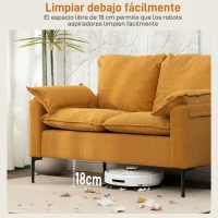 HOMCOM Sofá de 2 Plazas Tapizado en Terciopelo con Patas de Metal Reposabrazos Acolchado 130x77x84 cm Amarillo(m-8)