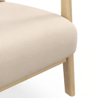 HOMCOM Poltroncina in Velluto con Struttura in Legno, Imbottitura con Molle a S e Cuscino, 61x78x76 cm, Beige(m-9)