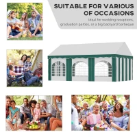Outsunny 6 x 4m Garden Gazebo with Sides - Galvanised Marquee Party Tent Featuring Six Windows and Double Doors, Ideal for Parties, Wedding, and Events(m-14)