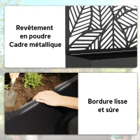 Outsunny Jardinière avec treillis, bac à fleurs, lit surélevé avec brise-vue, pour plantes grimpantes métal 90 x 30 x 170 cm noir(m-8)