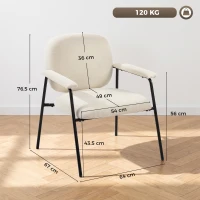 HOMCOM Set de 2 Fotolii din Chenilă cu Spătar Modelat, Crem(m-3)
