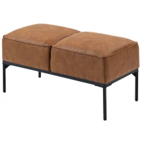 HOMCOM Taburete Pie de Cama Moderno de Cuero Sintético con Asiento Acolchado Grueso y Patas de Acero 80x40x46 cm Marrón(m-11)