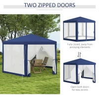 Outsunny 4m Hexagon Gazebo Party Tent, Screen House Patio Canopy Event Shelter for Activities, Shade Resistant, Blue(m-15)