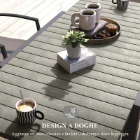 Outsunny Tavolo da Giardino Allungabile per 4-6 Persone con Piano a Doghe, in Alluminio, 81/162x80x75 cm, Grigio(m-6)